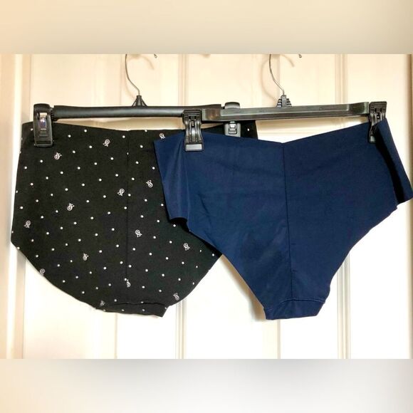 VICTORIA’S SECRET NWT L Sz XXL - 2-Pair Black Logo Hipster & Navy Cheeky Brief - Picture 15 of 15